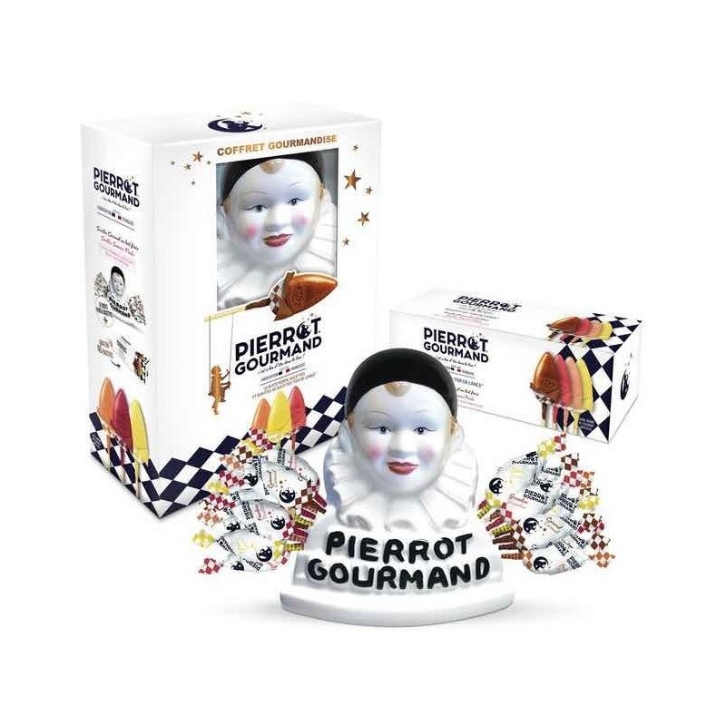 Coffret buste Pierrot Gourmand + 40 sucettes