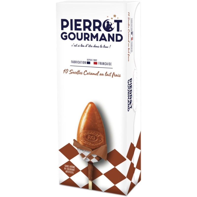 Sucette Pierrot Gourmand Caramel - 10 pièces
