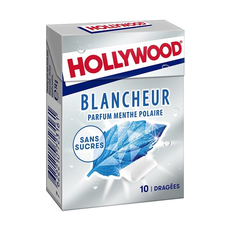 Hollywood chewing gum blancheur menthe polaire sans sucre