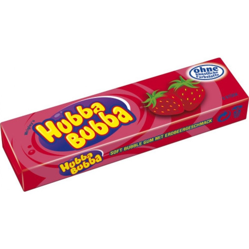 Bubble gum Hubba Bubba fraise - tube 5 pièces