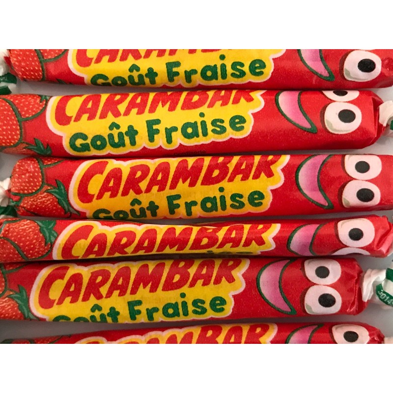 Carambar goût fraise - Bonbon en bâtonnet