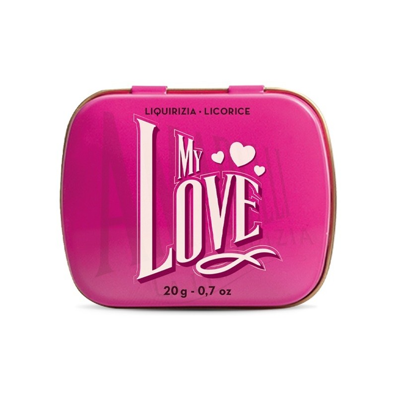 Réglisses pures Amarelli - Bonbons anciens - Boite "my love" 20g