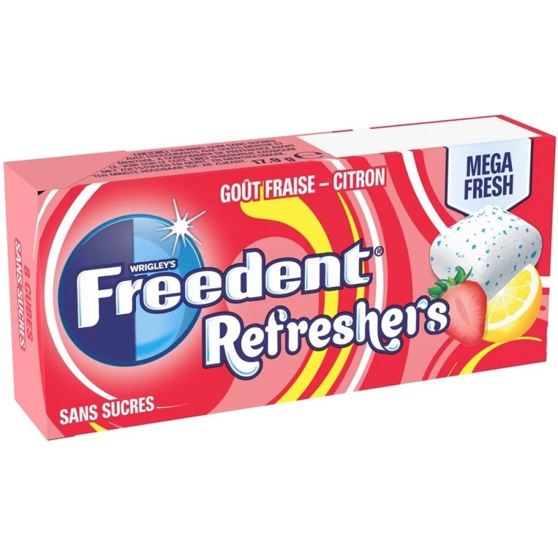 Freedent Refresher's fraise citron sans sucre - boîte 17g