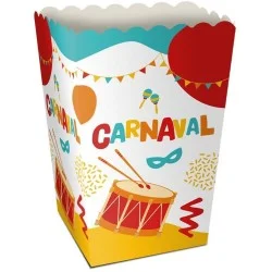 6 pots à bonbons en carton avec déco carnaval