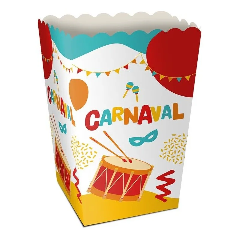 6 pots à bonbons en carton avec déco carnaval