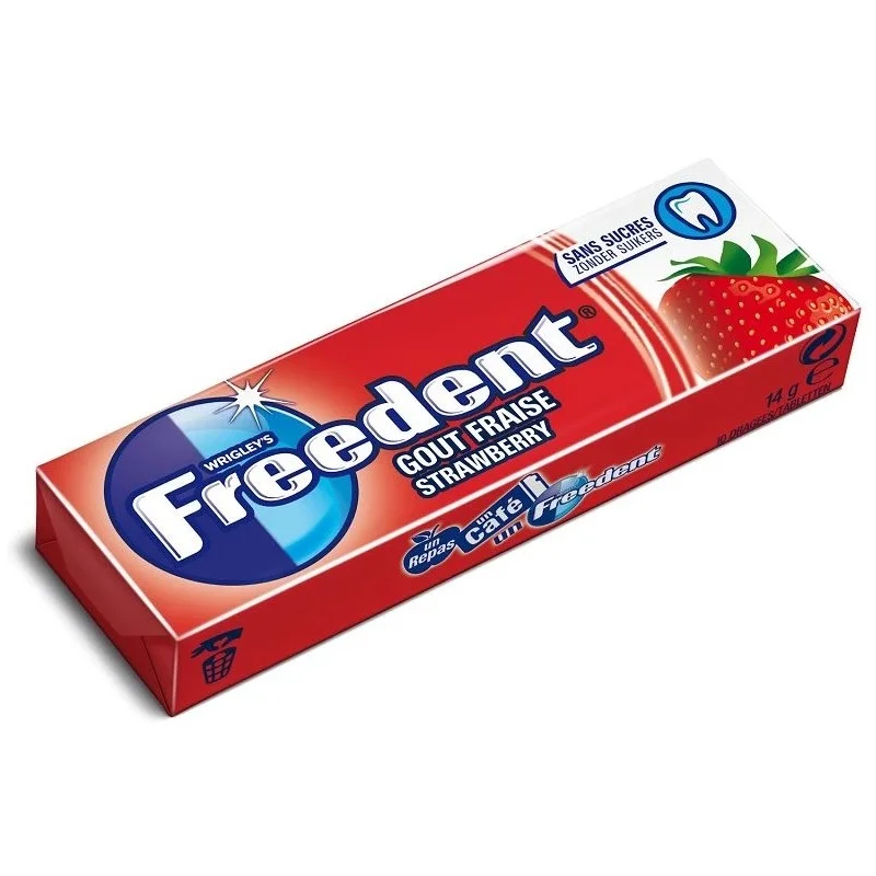 Chewing gums Freedent fraise sans sucre - paquet 14g