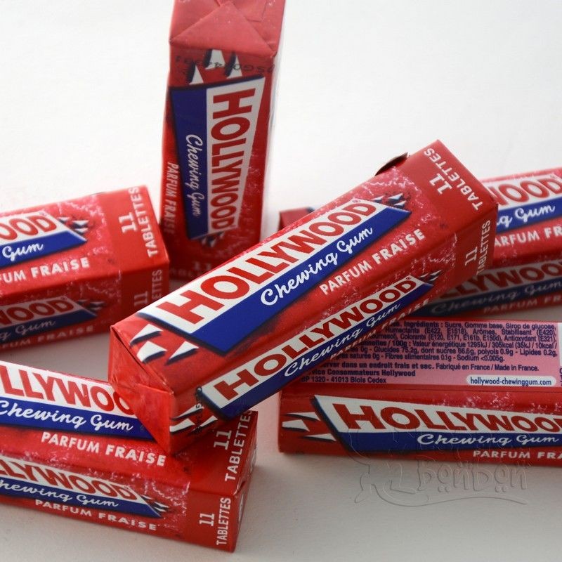 Hollywood Chewing-Gum 20 paquets de 11 tablettes Fraise - PW